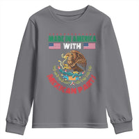 Made In America With Mexican Parts Youth Sweatshirt Mexico Coat of Arms Half Mexican Roots - Wonder Print Shop