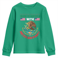 Made In America With Mexican Parts Youth Sweatshirt Mexico Coat of Arms Half Mexican Roots - Wonder Print Shop