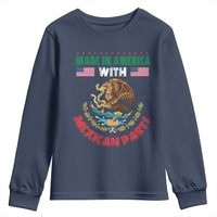 Made In America With Mexican Parts Youth Sweatshirt Mexico Coat of Arms Half Mexican Roots - Wonder Print Shop