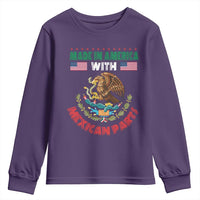 Made In America With Mexican Parts Youth Sweatshirt Mexico Coat of Arms Half Mexican Roots - Wonder Print Shop