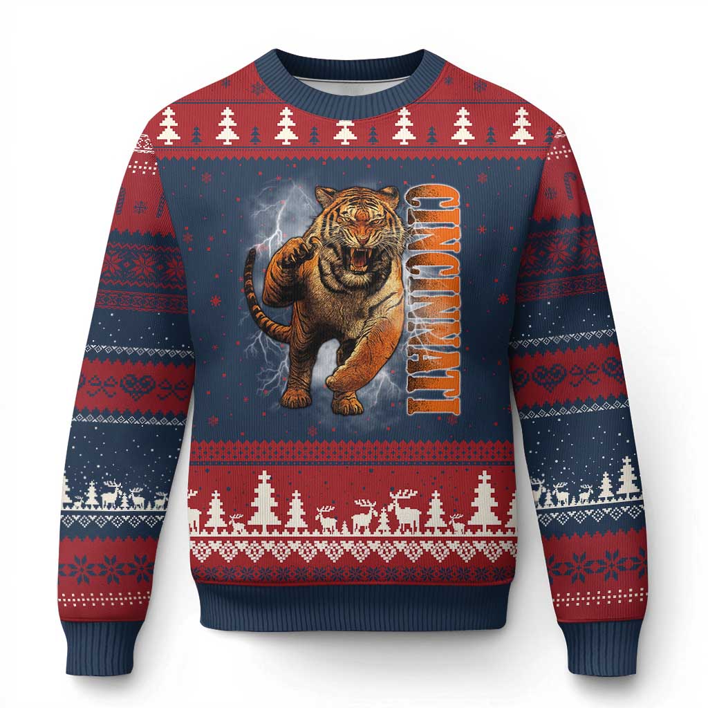 Cincinnati Tiger Ugly Christmas Sweater Bootleg Vintage - Wonder Print Shop