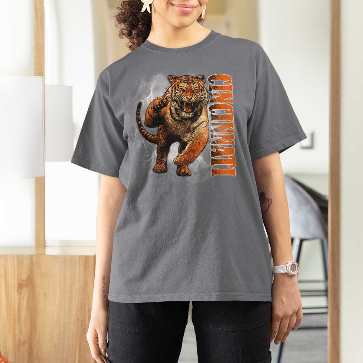 Cincinnati Tiger T Shirt For Women Bootleg Vintage - Wonder Print Shop