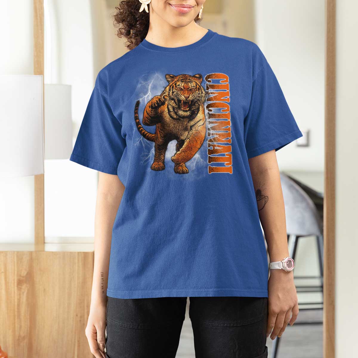 Cincinnati Tiger T Shirt For Women Bootleg Vintage - Wonder Print Shop