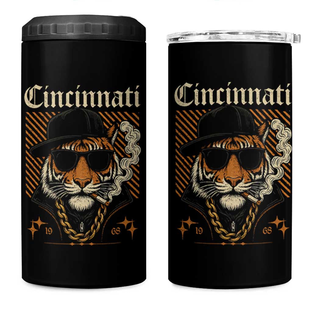 Cincinnati Tiger 4 in 1 Can Cooler Tumbler Retro Vintage Mascot Sports Fan - Wonder Print Shop