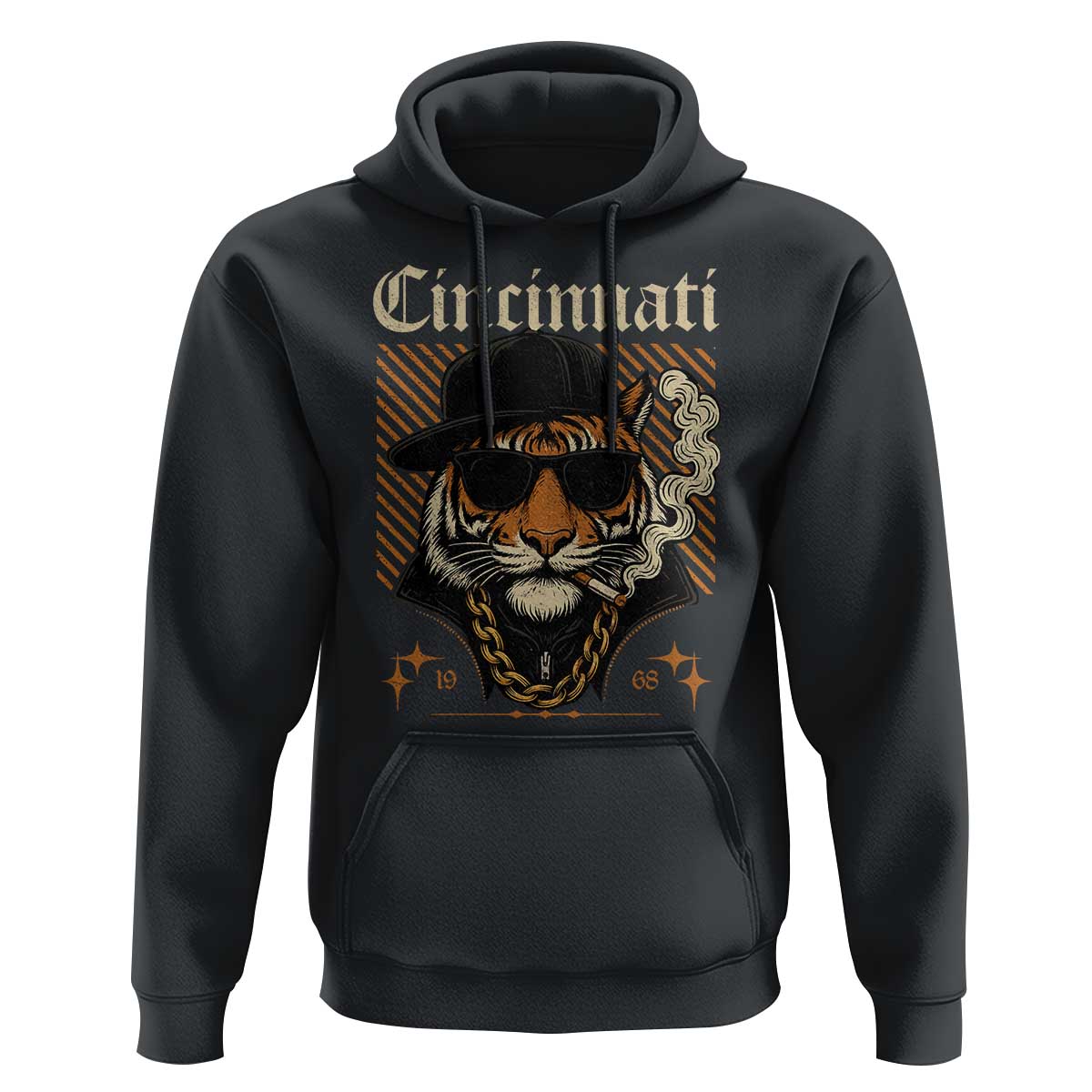 Cincinnati Tiger Hoodie Retro Vintage Mascot Sports Fan - Wonder Print Shop