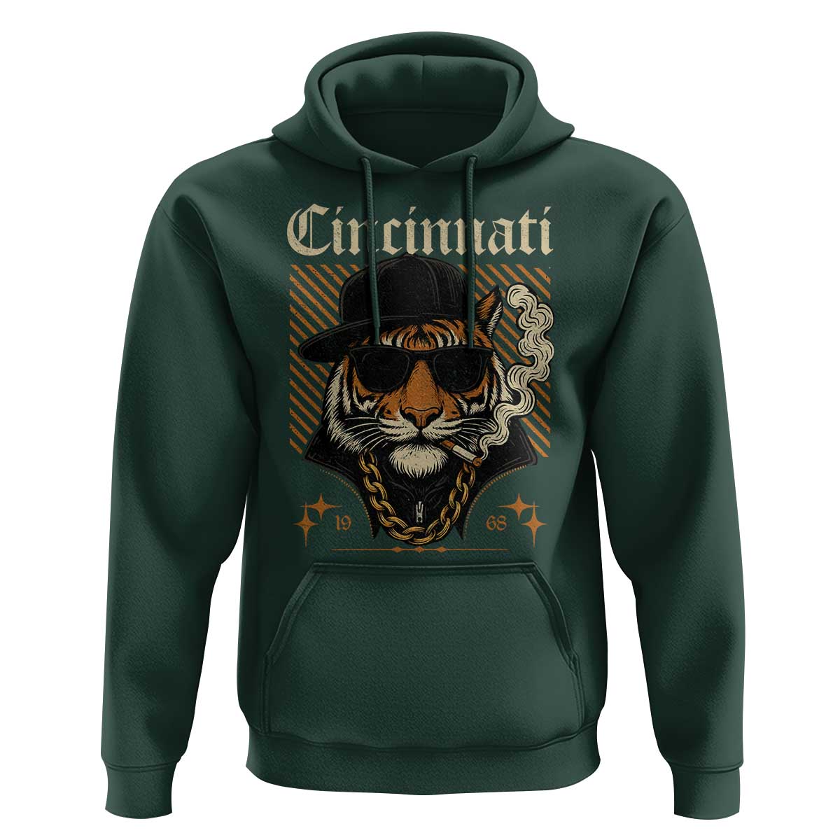 Cincinnati Tiger Hoodie Retro Vintage Mascot Sports Fan - Wonder Print Shop