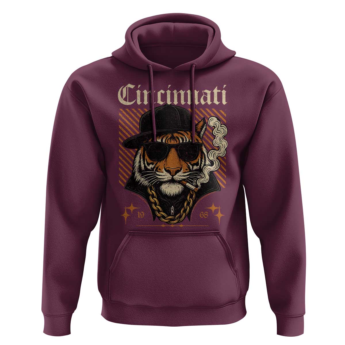 Cincinnati Tiger Hoodie Retro Vintage Mascot Sports Fan - Wonder Print Shop