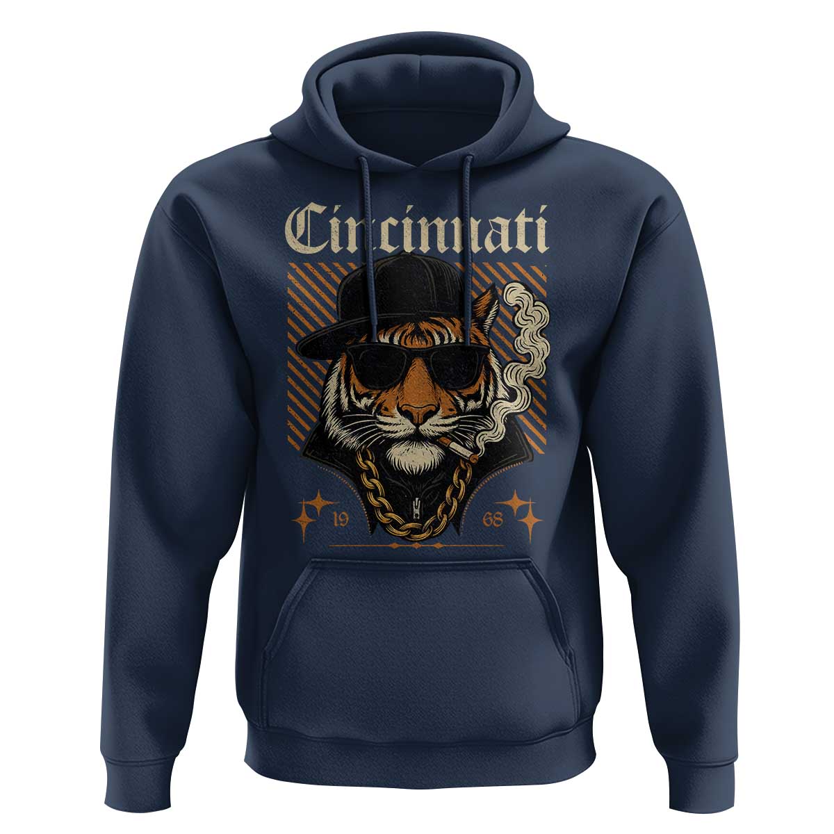 Cincinnati Tiger Hoodie Retro Vintage Mascot Sports Fan - Wonder Print Shop