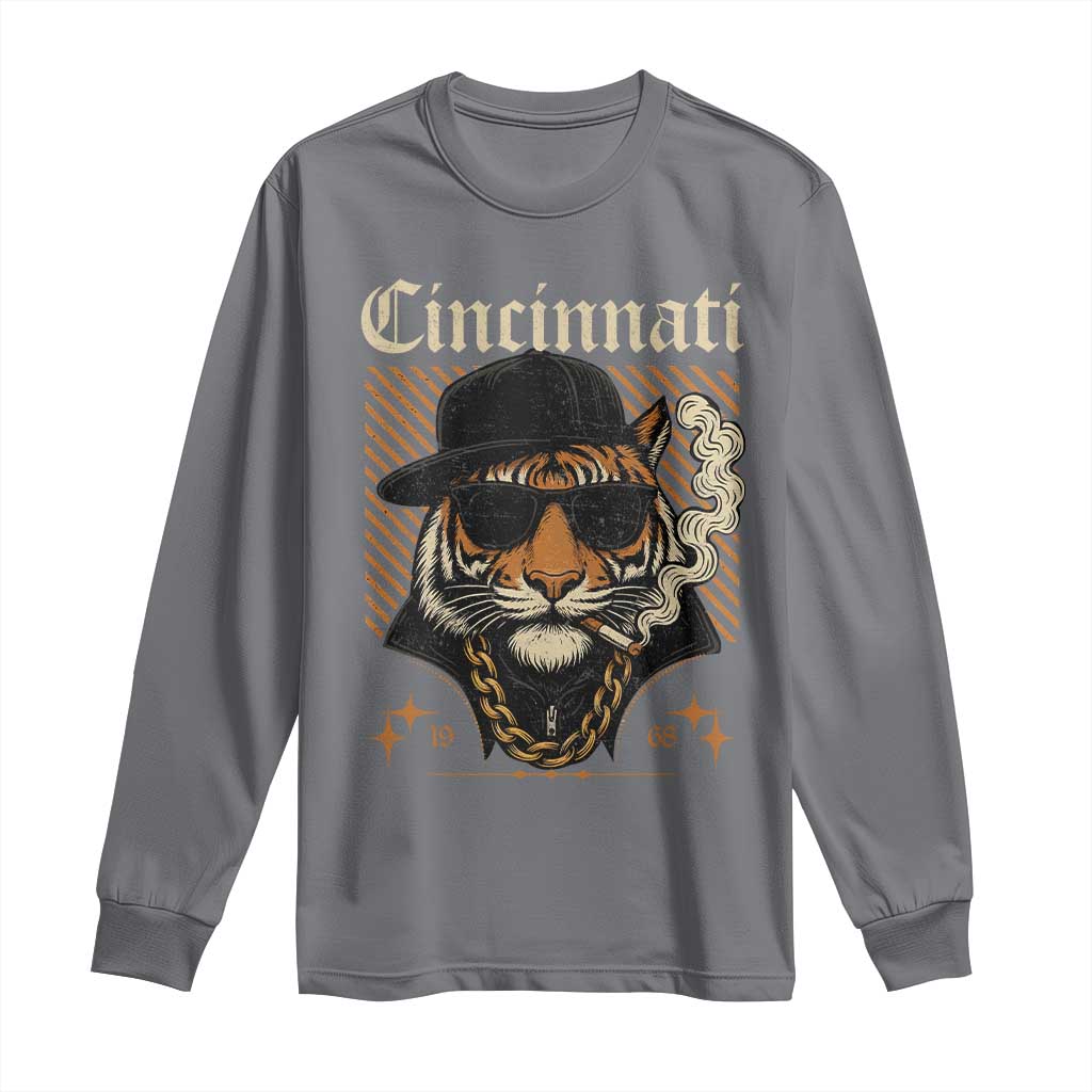 Cincinnati Tiger Long Sleeve Shirt Retro Vintage Mascot Sports Fan - Wonder Print Shop