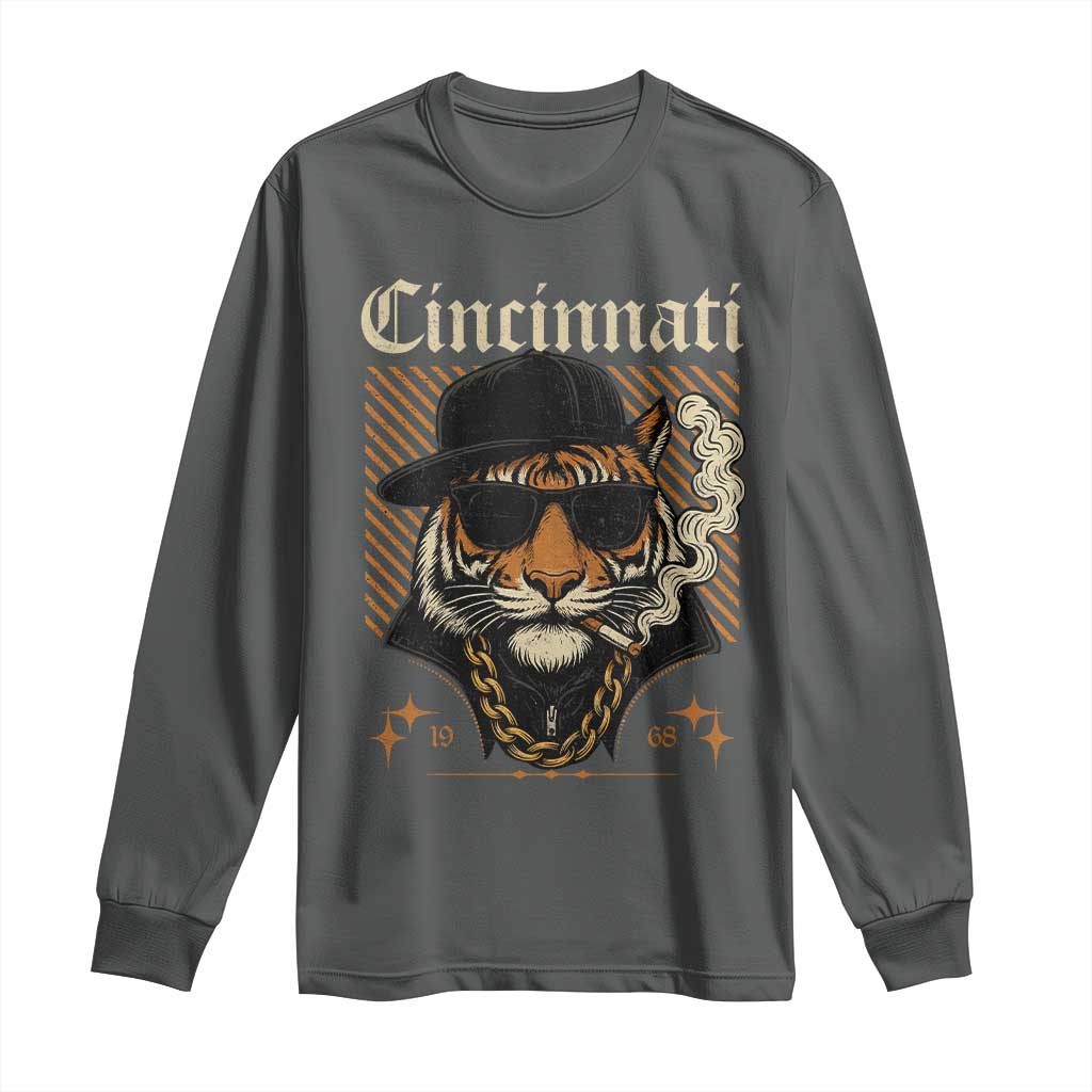 Cincinnati Tiger Long Sleeve Shirt Retro Vintage Mascot Sports Fan - Wonder Print Shop