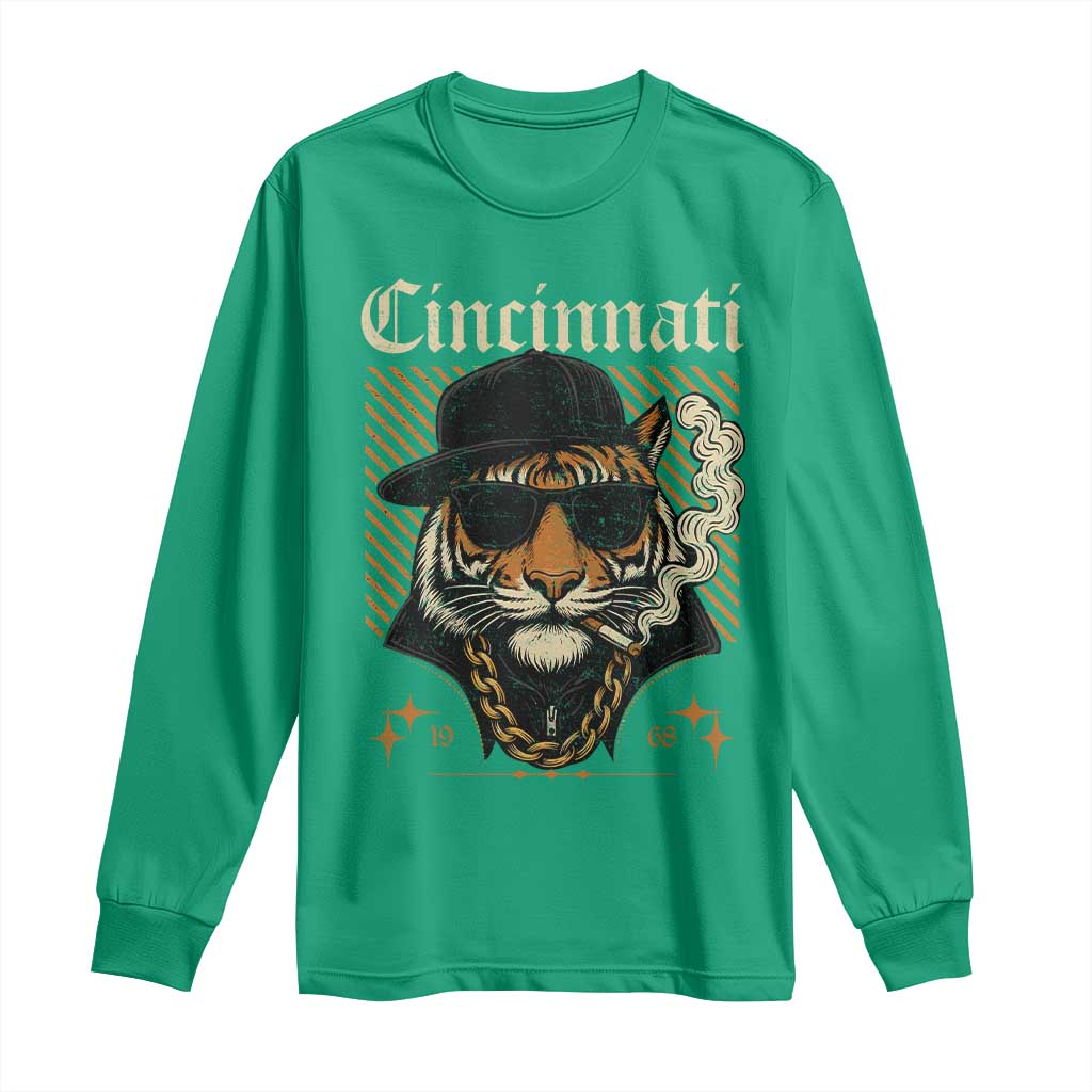 Cincinnati Tiger Long Sleeve Shirt Retro Vintage Mascot Sports Fan - Wonder Print Shop
