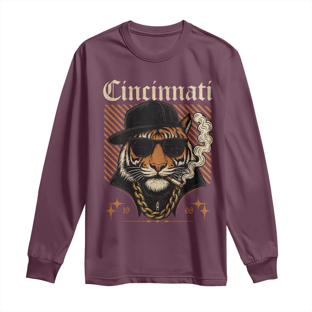 Cincinnati Tiger Long Sleeve Shirt Retro Vintage Mascot Sports Fan - Wonder Print Shop