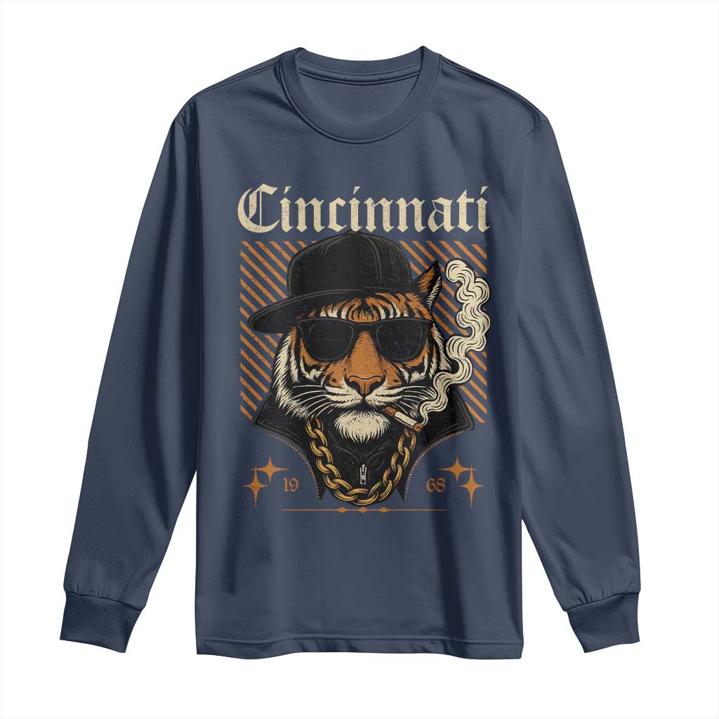Cincinnati Tiger Long Sleeve Shirt Retro Vintage Mascot Sports Fan - Wonder Print Shop