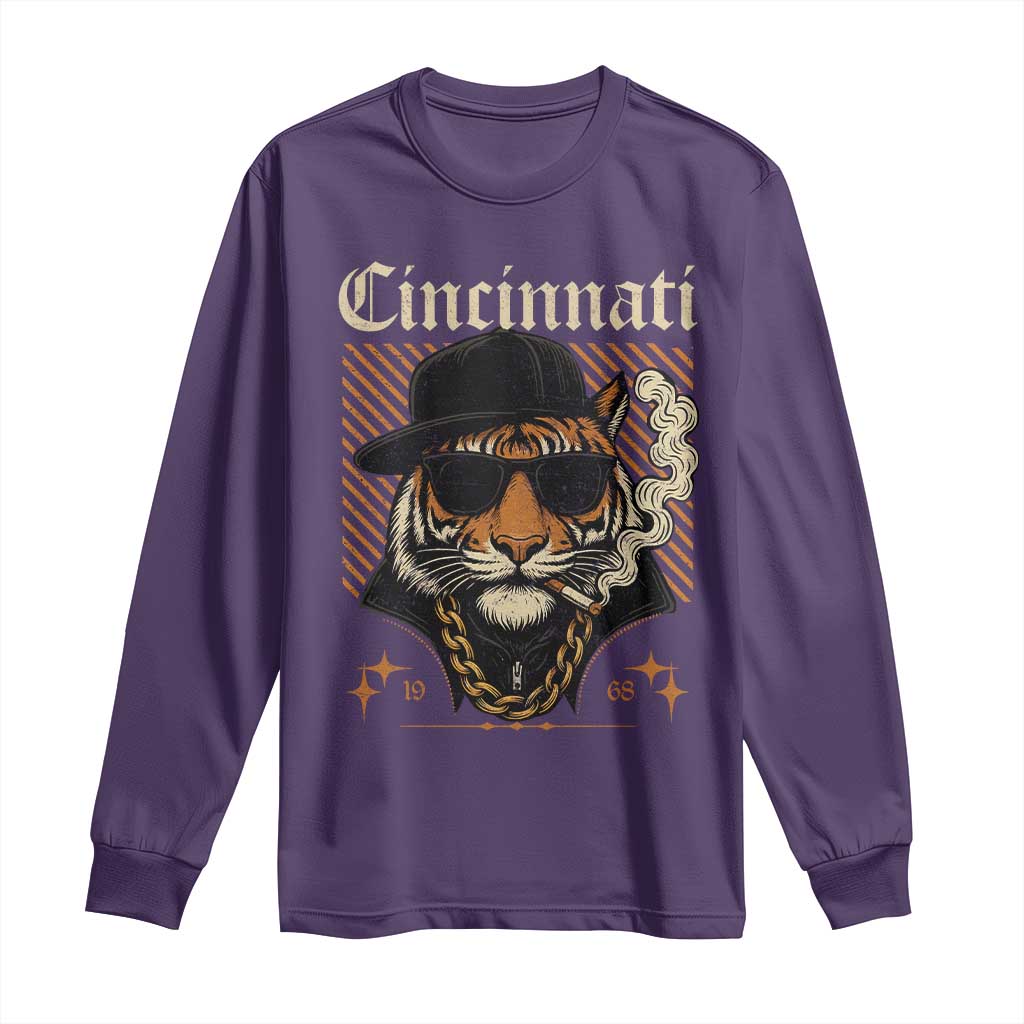 Cincinnati Tiger Long Sleeve Shirt Retro Vintage Mascot Sports Fan - Wonder Print Shop