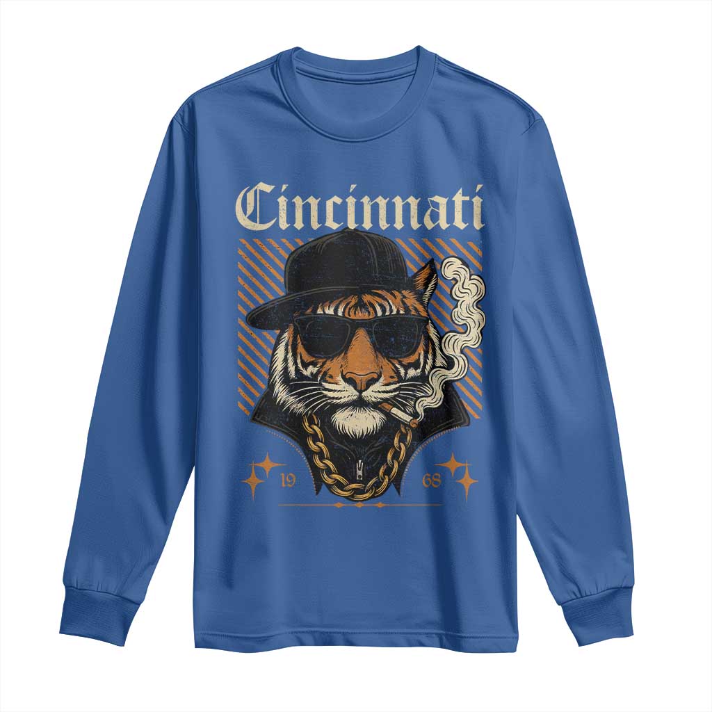 Cincinnati Tiger Long Sleeve Shirt Retro Vintage Mascot Sports Fan - Wonder Print Shop