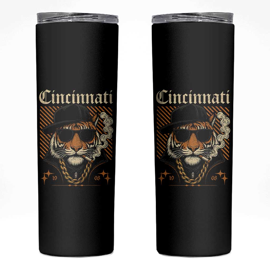 Cincinnati Tiger Skinny Tumbler Retro Vintage Mascot Sports Fan - Wonder Print Shop
