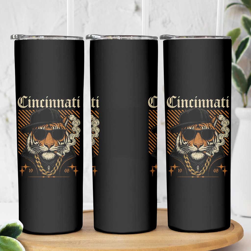 Cincinnati Tiger Skinny Tumbler Retro Vintage Mascot Sports Fan - Wonder Print Shop