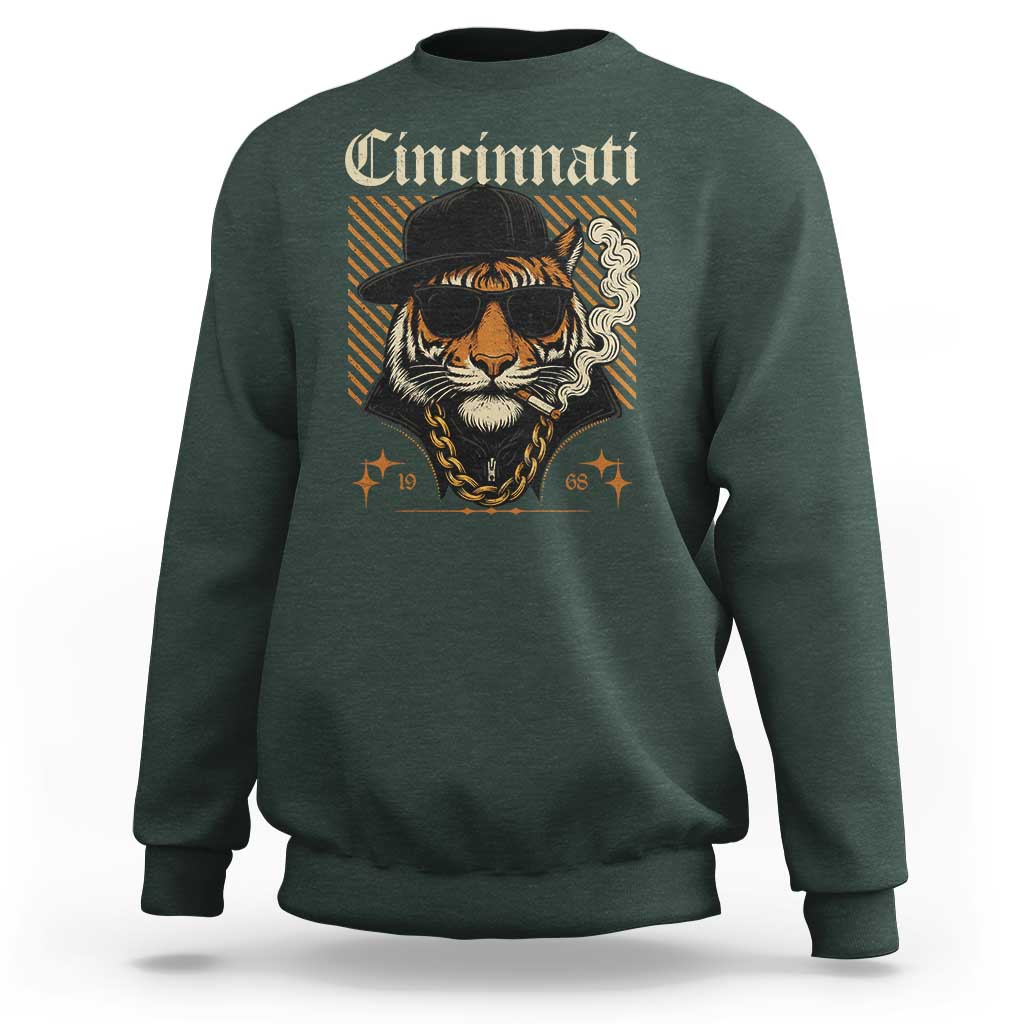 Cincinnati Tiger Sweatshirt Retro Vintage Mascot Sports Fan - Wonder Print Shop