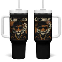 Cincinnati Tiger Tumbler With Handle Retro Vintage Mascot Sports Fan - Wonder Print Shop