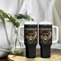 Cincinnati Tiger Tumbler With Handle Retro Vintage Mascot Sports Fan - Wonder Print Shop