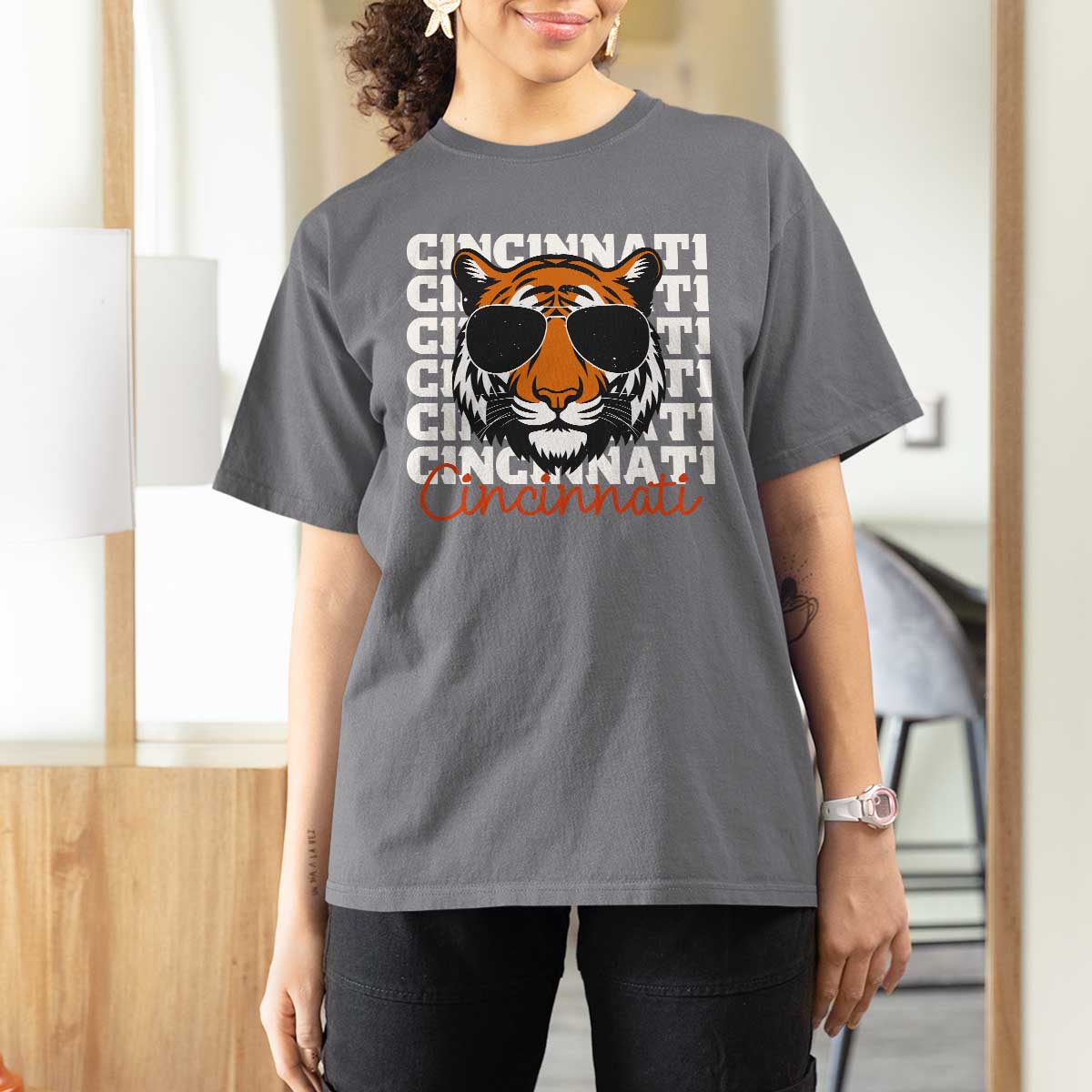 Cincinnati Tiger T Shirt For Women Retro Vintage Novelty Sports Fan - Wonder Print Shop