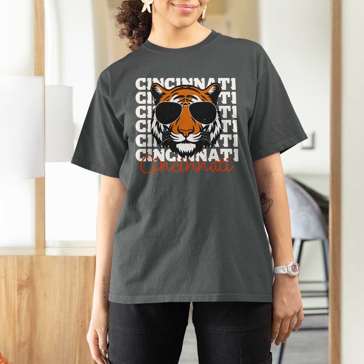Cincinnati Tiger T Shirt For Women Retro Vintage Novelty Sports Fan - Wonder Print Shop