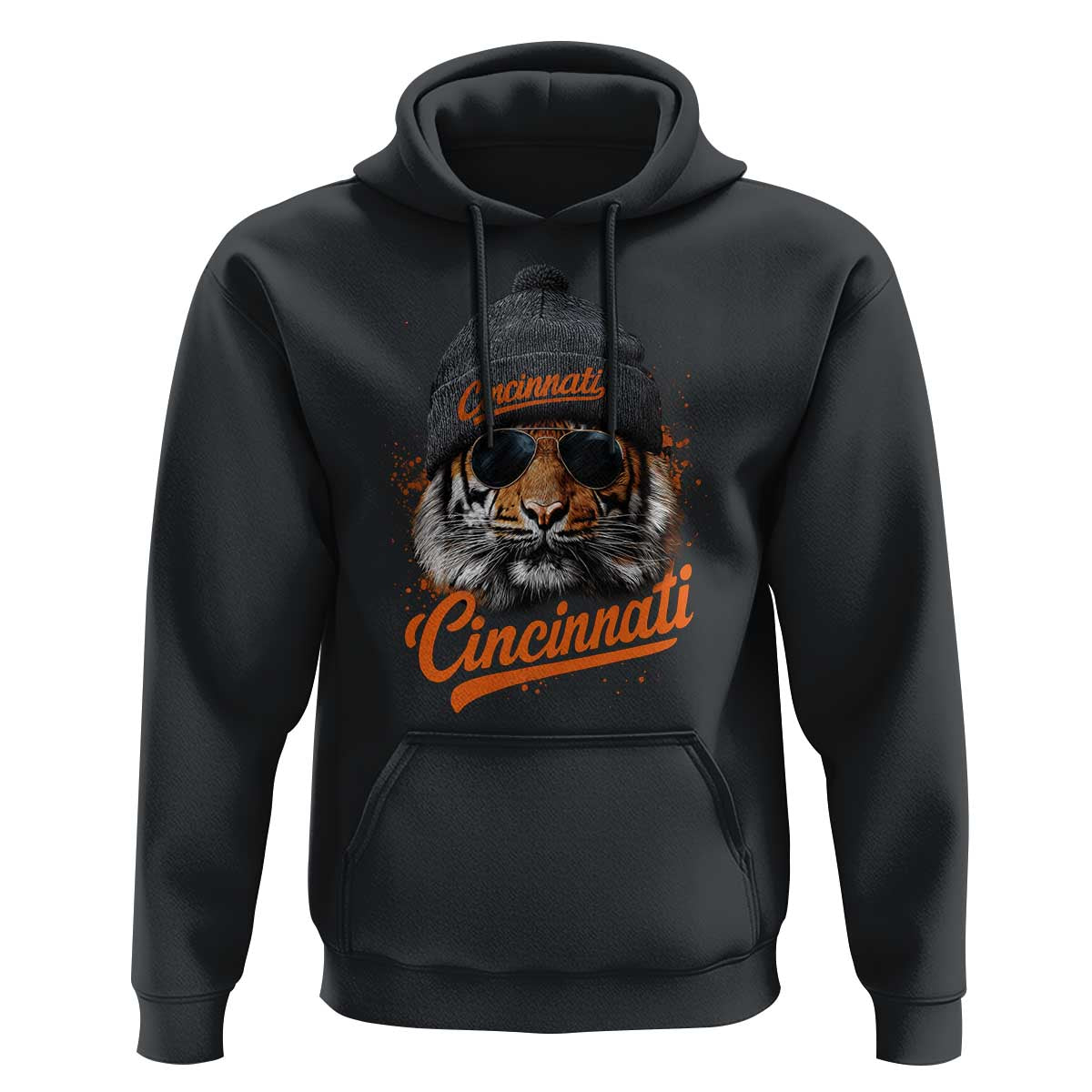 Cincinnati Tiger Hoodie Retro Vintage Watercolors Sport - Wonder Print Shop