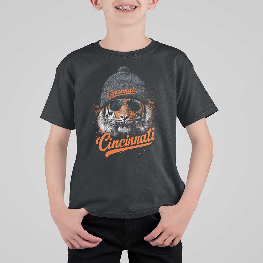 Cincinnati Tiger T Shirt For Kid Retro Vintage Watercolors Sport - Wonder Print Shop