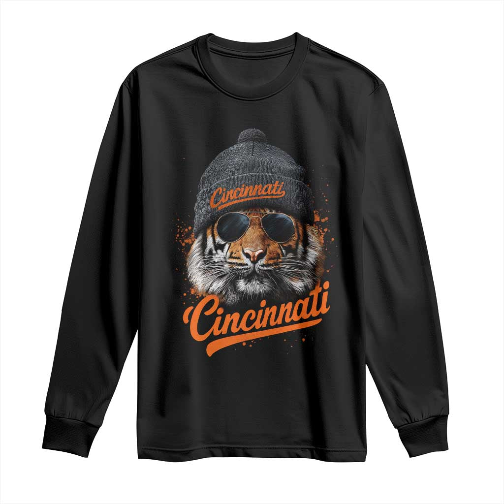 Cincinnati Tiger Long Sleeve Shirt Retro Vintage Watercolors Sport - Wonder Print Shop