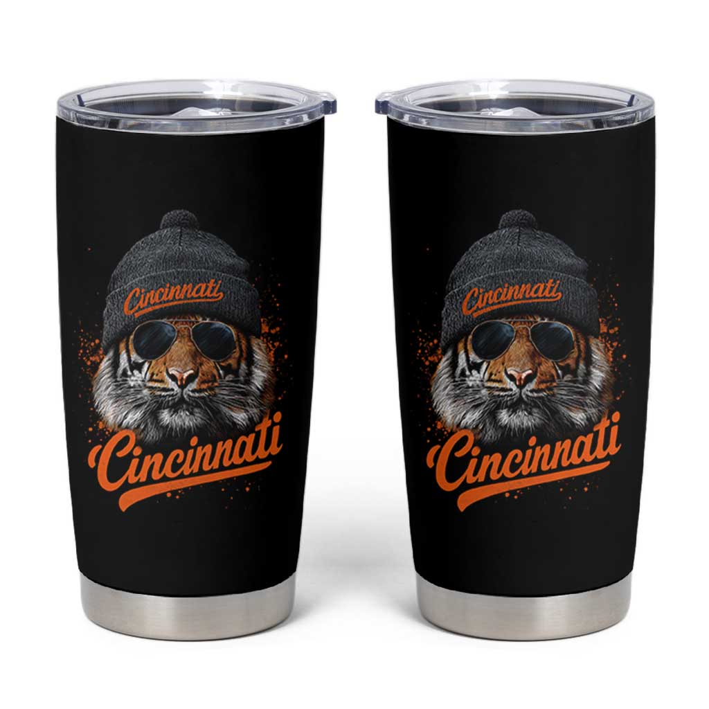 Cincinnati Tiger Tumbler Cup Retro Vintage Watercolors Sport - Wonder Print Shop