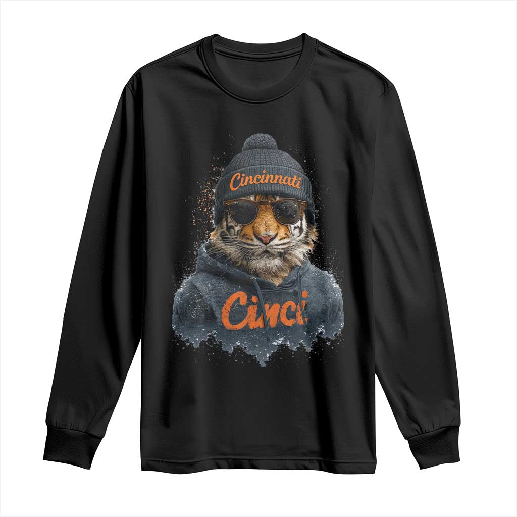 Cincinnati Tiger Long Sleeve Shirt Retro Vintage Watercolors - Wonder Print Shop
