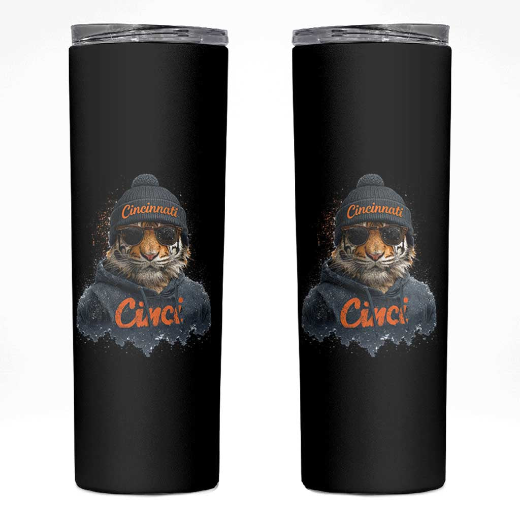 Cincinnati Tiger Skinny Tumbler Retro Vintage Watercolors - Wonder Print Shop
