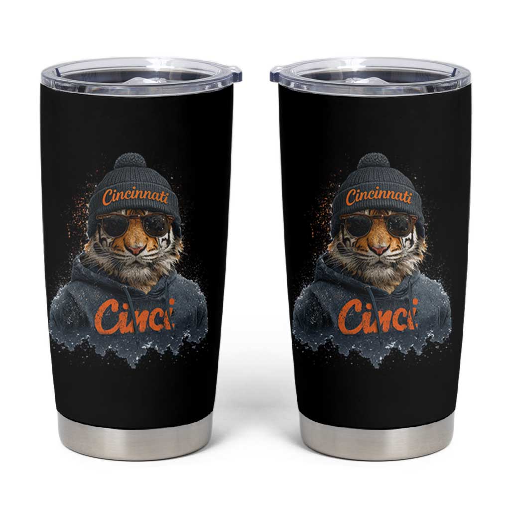 Cincinnati Tiger Tumbler Cup Retro Vintage Watercolors - Wonder Print Shop