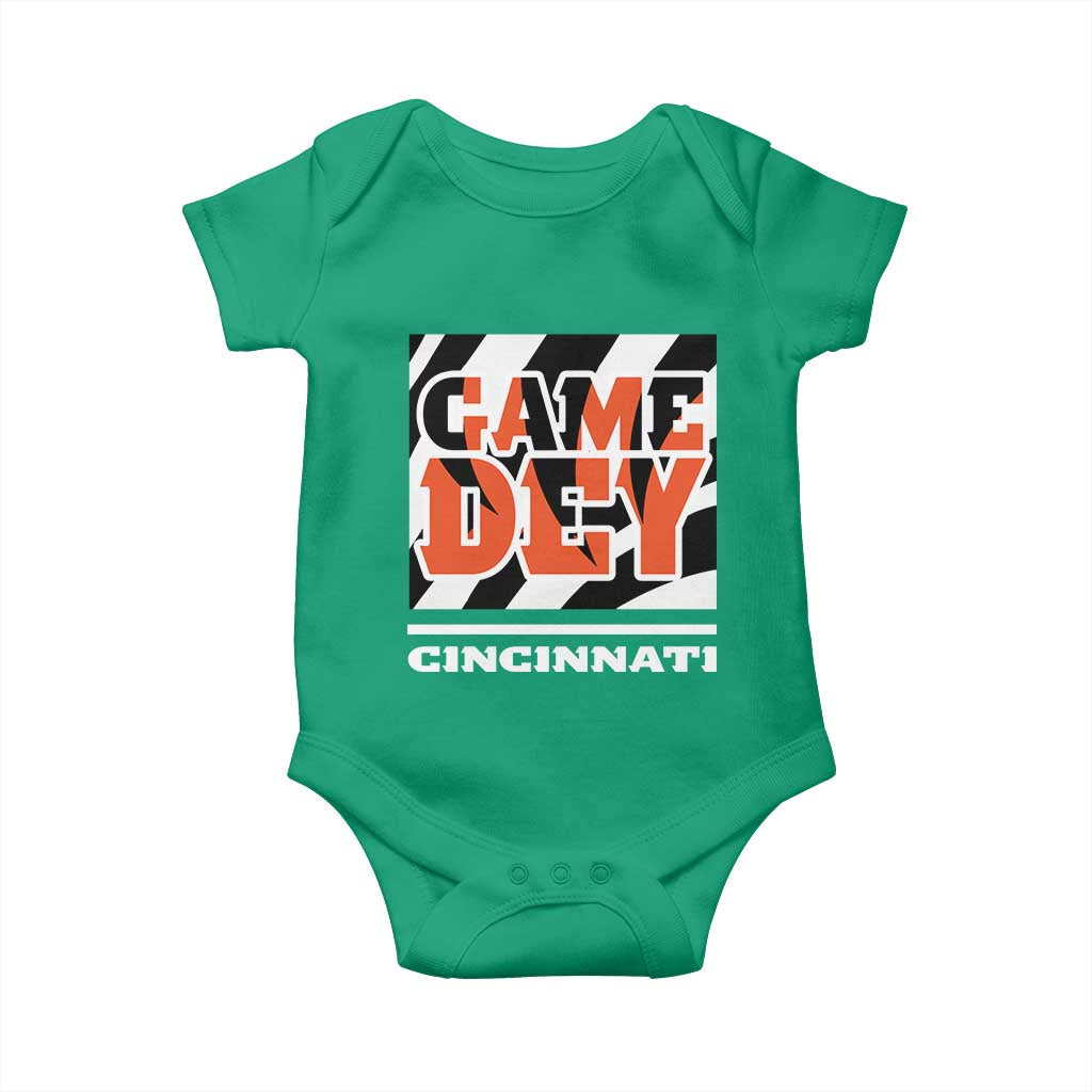 Cincinnati Baby Onesie Retro Vintage Game Dey White Stripes - Wonder Print Shop