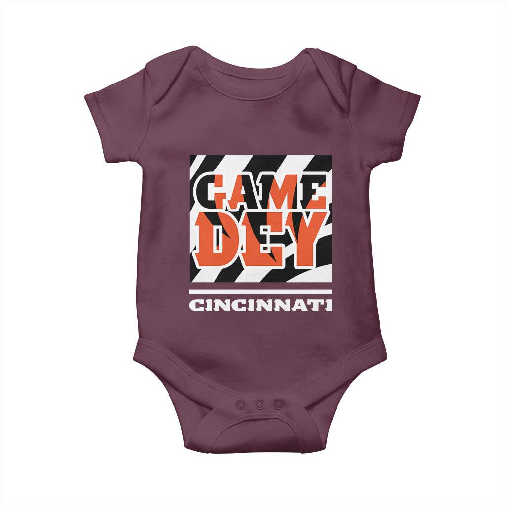 Cincinnati Baby Onesie Retro Vintage Game Dey White Stripes - Wonder Print Shop