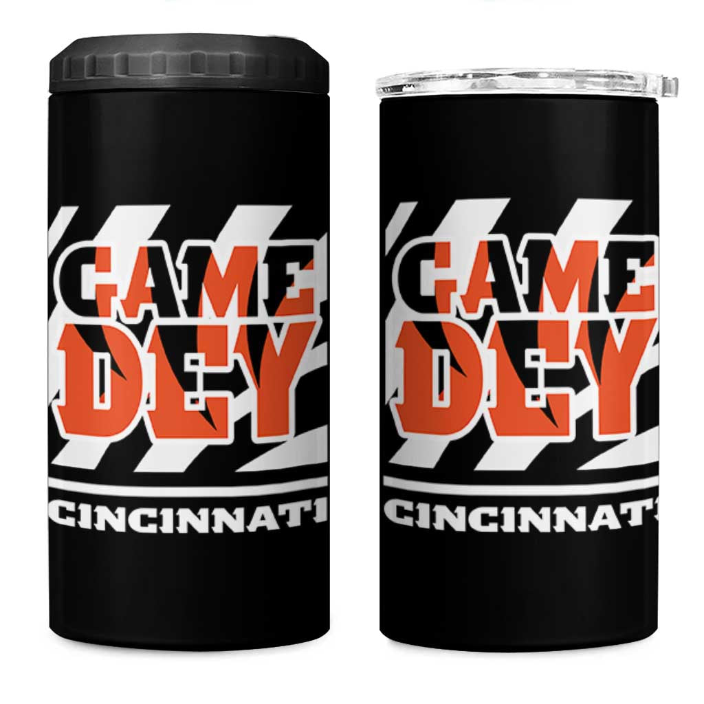 Cincinnati 4 in 1 Can Cooler Tumbler Retro Vintage Game Dey White Stripes - Wonder Print Shop
