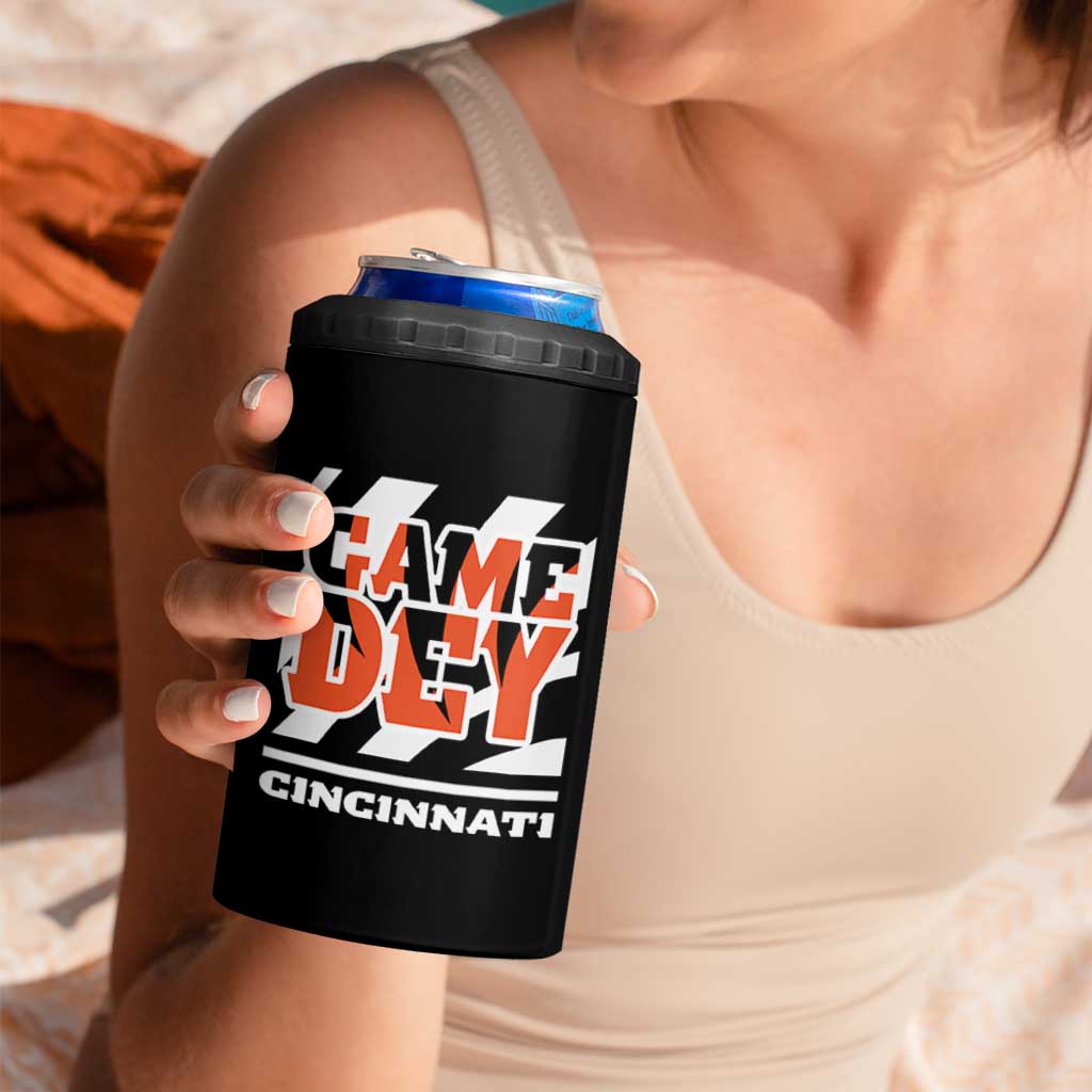 Cincinnati 4 in 1 Can Cooler Tumbler Retro Vintage Game Dey White Stripes - Wonder Print Shop