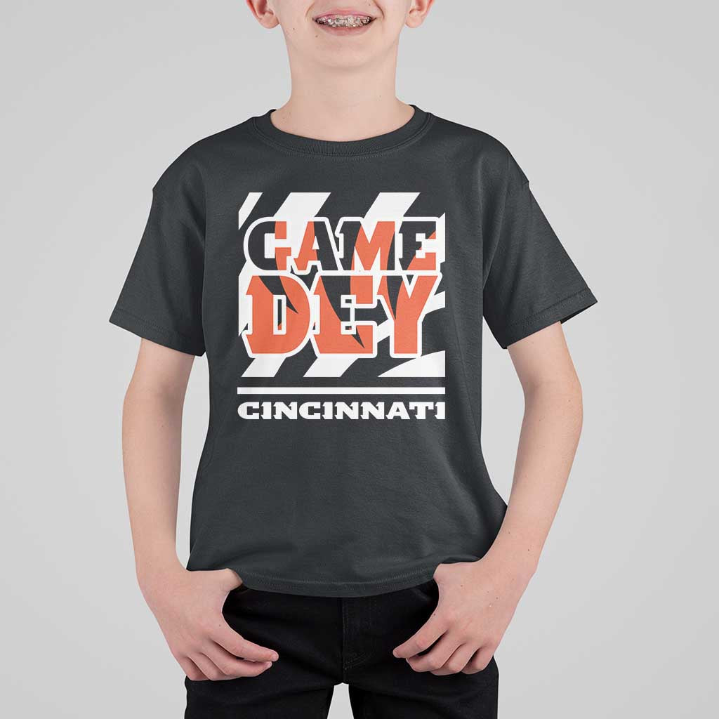Cincinnati T Shirt For Kid Retro Vintage Game Dey White Stripes - Wonder Print Shop