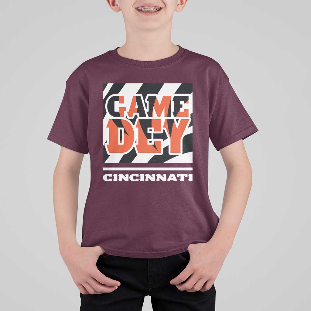 Cincinnati T Shirt For Kid Retro Vintage Game Dey White Stripes - Wonder Print Shop