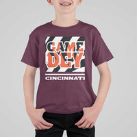 Cincinnati T Shirt For Kid Retro Vintage Game Dey White Stripes - Wonder Print Shop