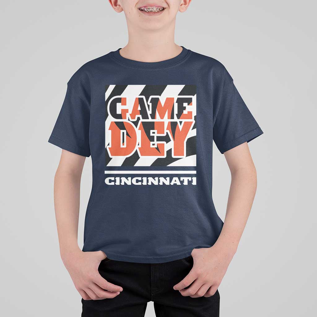Cincinnati T Shirt For Kid Retro Vintage Game Dey White Stripes - Wonder Print Shop