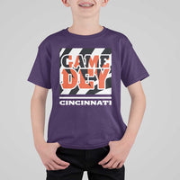 Cincinnati T Shirt For Kid Retro Vintage Game Dey White Stripes - Wonder Print Shop