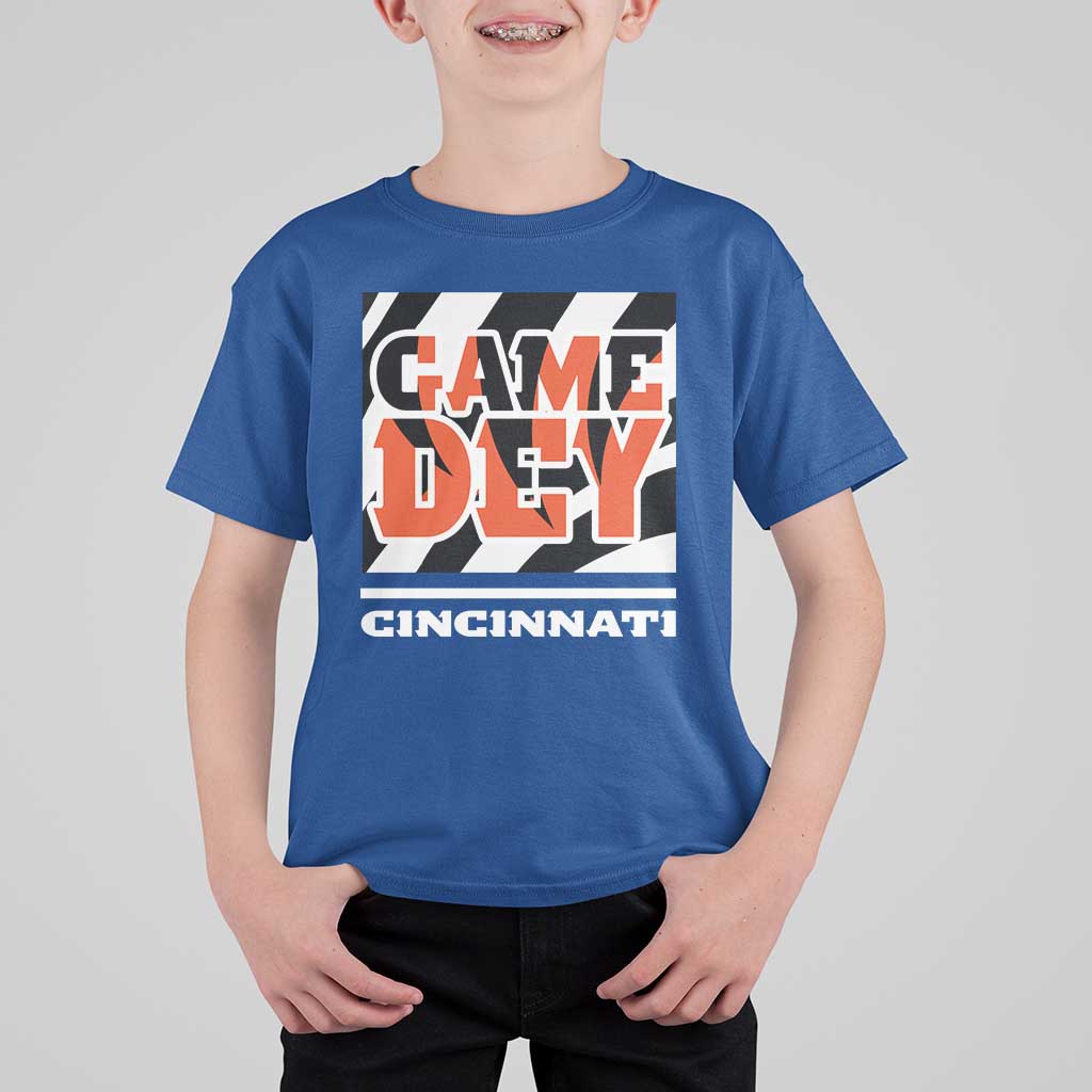 Cincinnati T Shirt For Kid Retro Vintage Game Dey White Stripes - Wonder Print Shop
