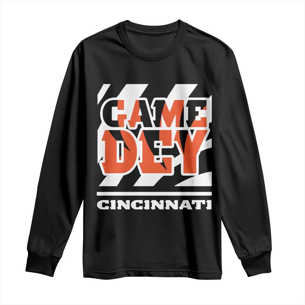 Cincinnati Long Sleeve Shirt Retro Vintage Game Dey White Stripes - Wonder Print Shop