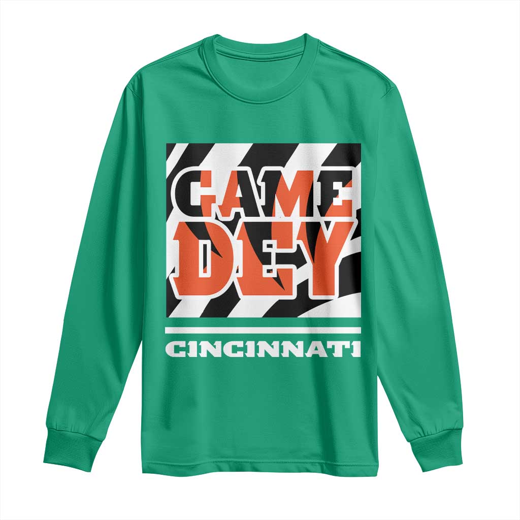 Cincinnati Long Sleeve Shirt Retro Vintage Game Dey White Stripes - Wonder Print Shop