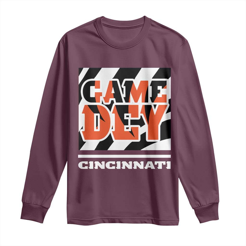 Cincinnati Long Sleeve Shirt Retro Vintage Game Dey White Stripes - Wonder Print Shop