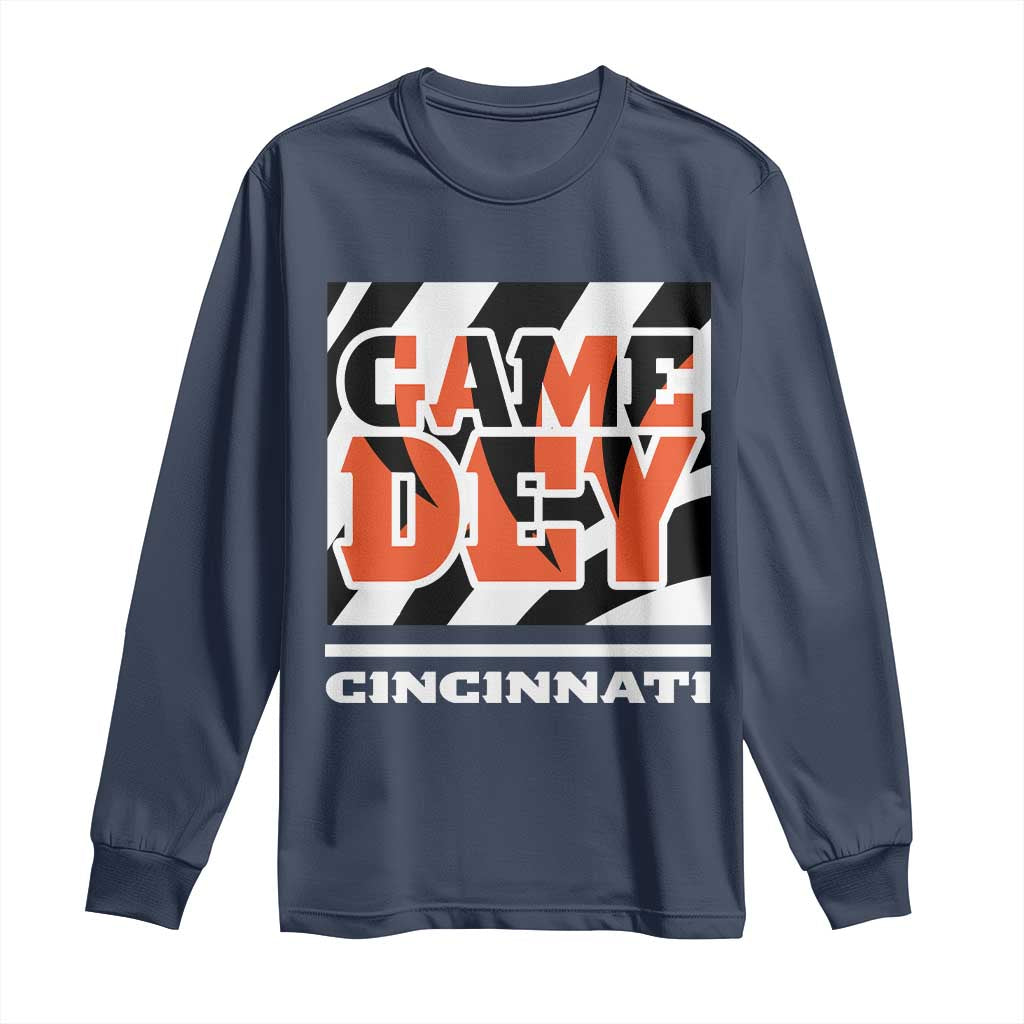 Cincinnati Long Sleeve Shirt Retro Vintage Game Dey White Stripes - Wonder Print Shop