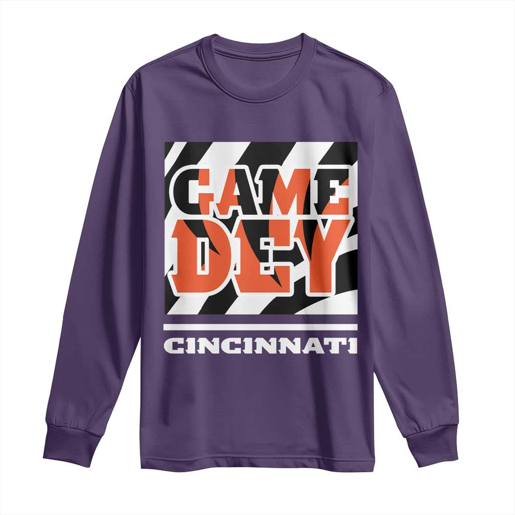 Cincinnati Long Sleeve Shirt Retro Vintage Game Dey White Stripes - Wonder Print Shop