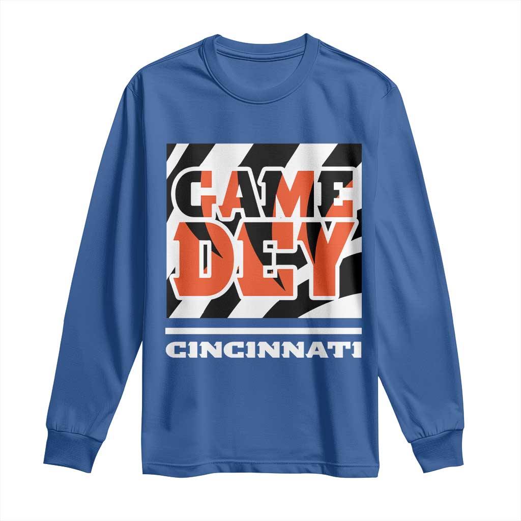 Cincinnati Long Sleeve Shirt Retro Vintage Game Dey White Stripes - Wonder Print Shop