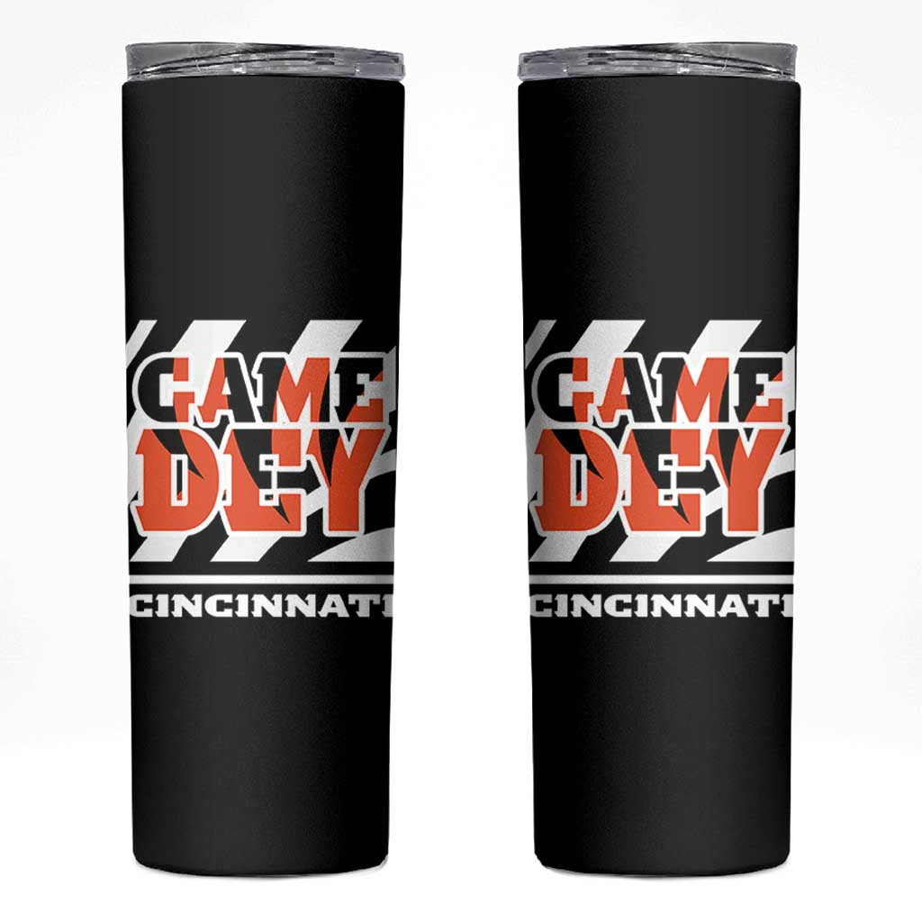 Cincinnati Skinny Tumbler Retro Vintage Game Dey White Stripes - Wonder Print Shop